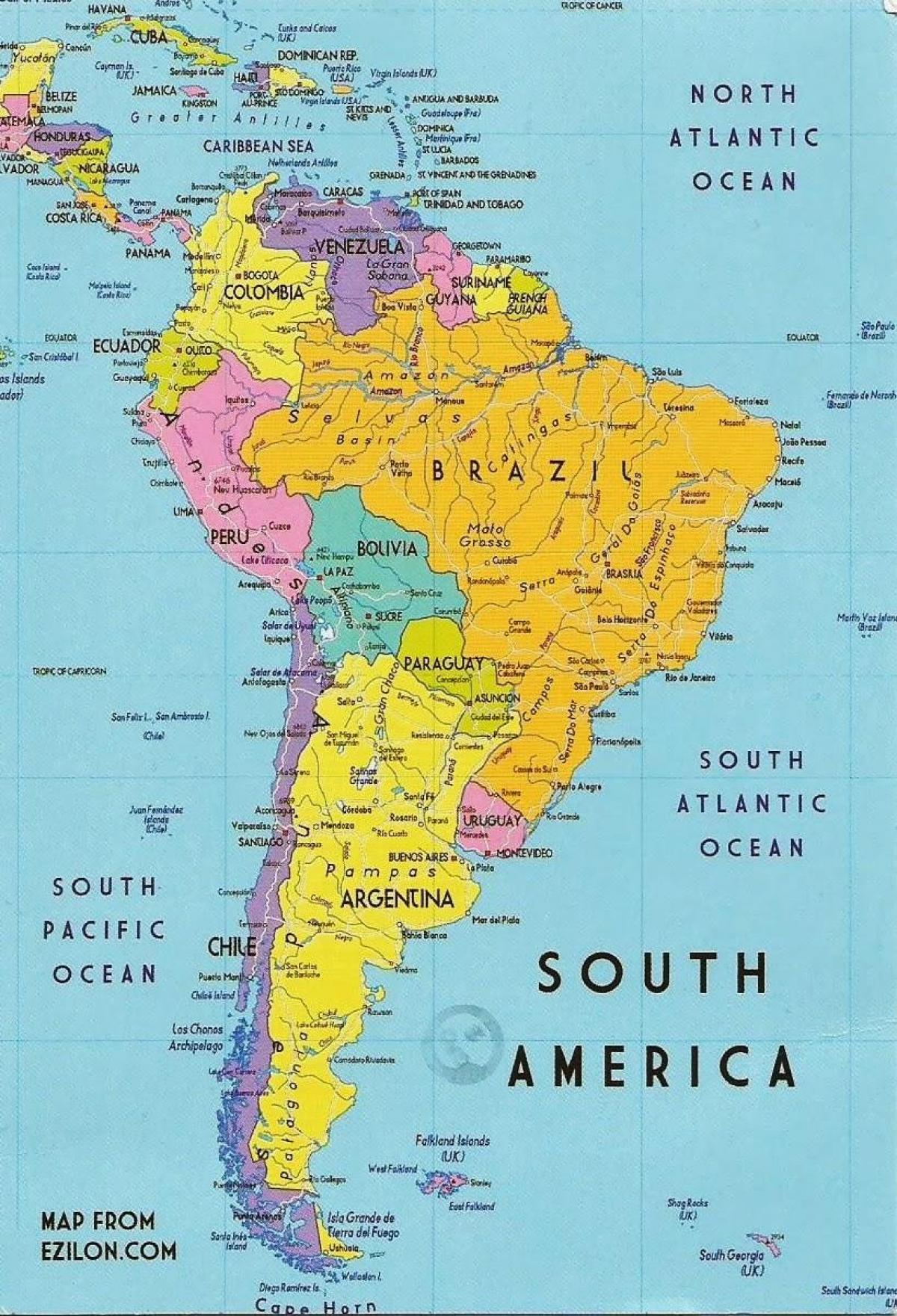 térkép Guyana dél-amerika 