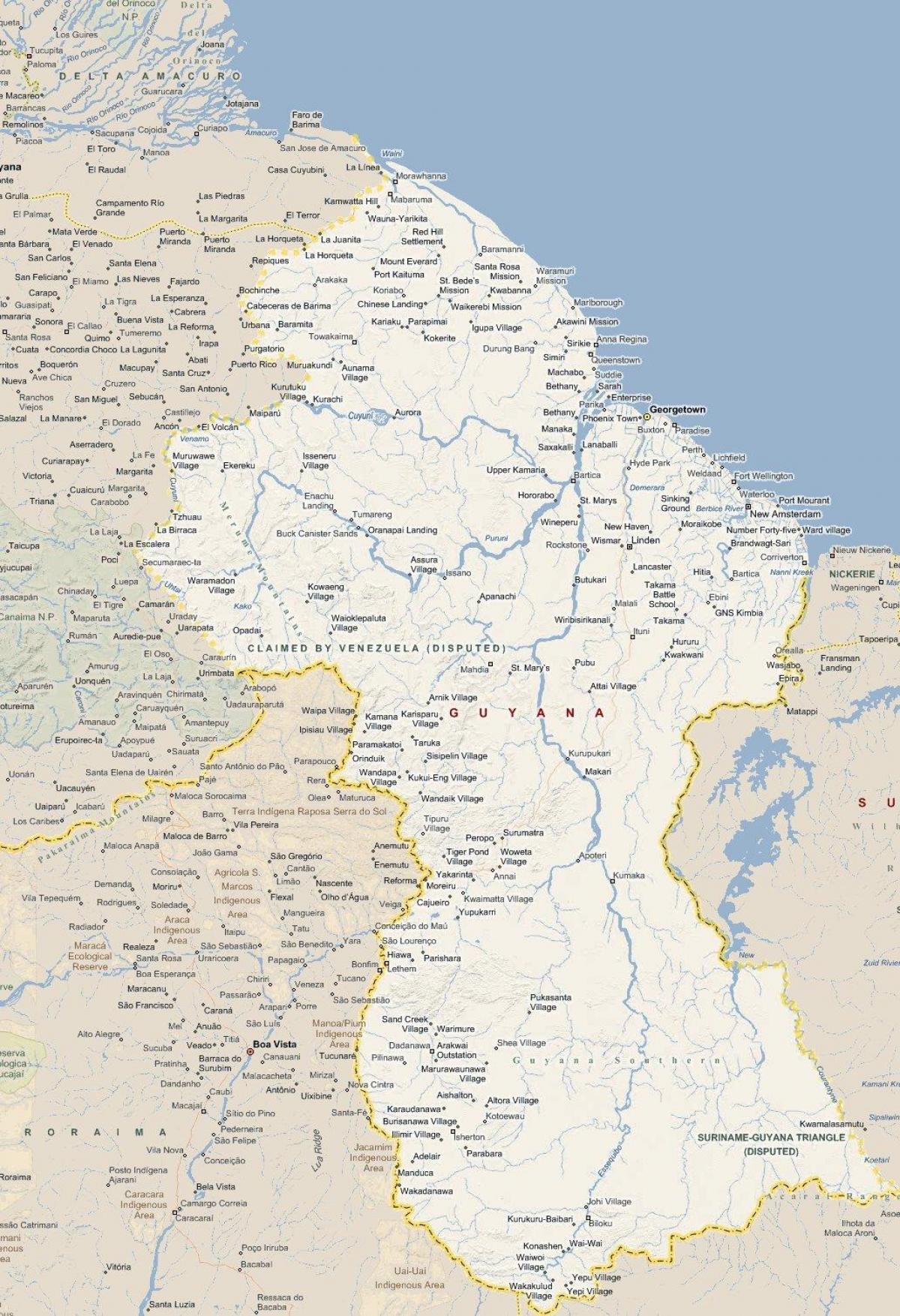 térkép részletes térkép Guyana