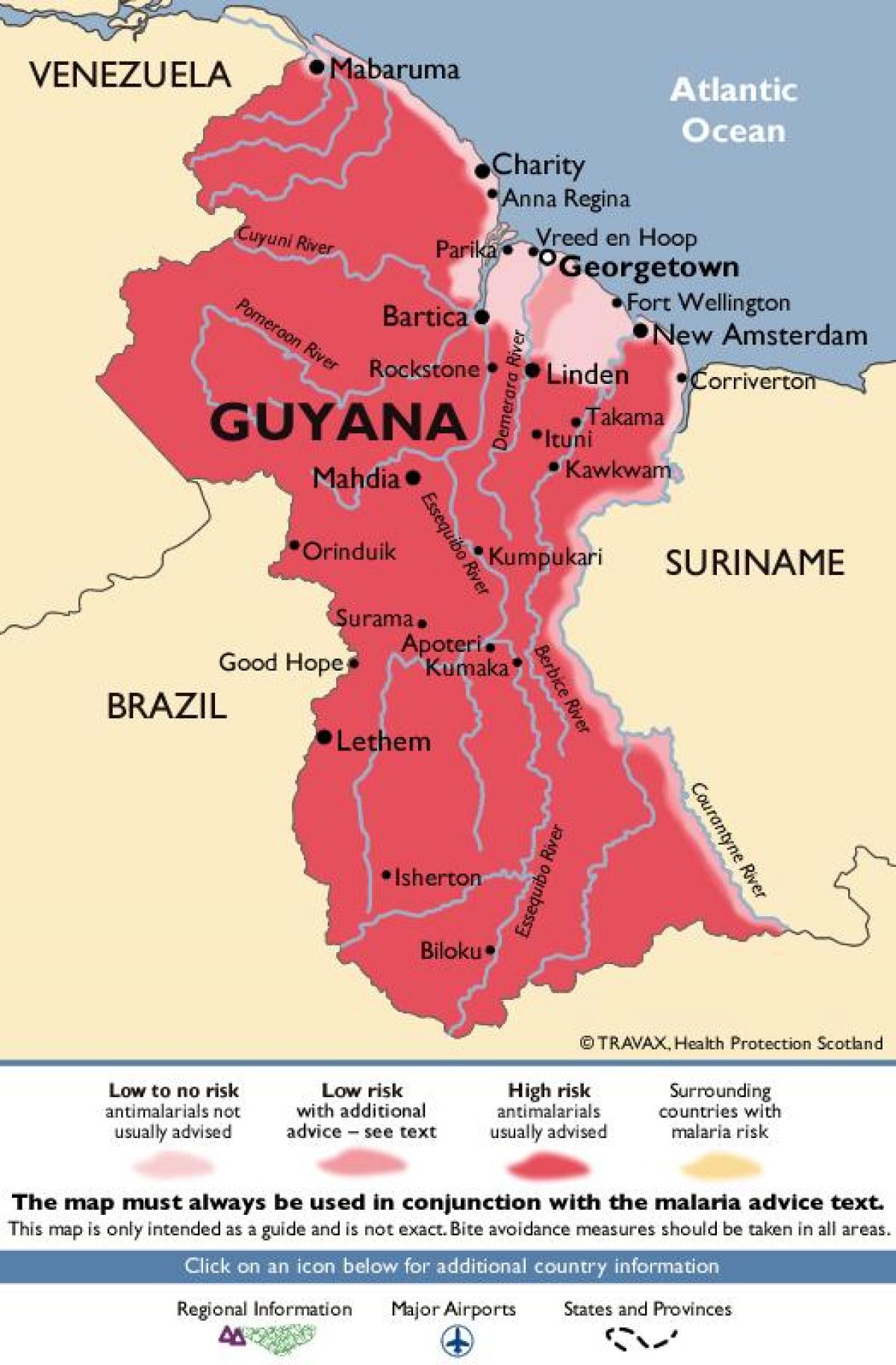 a térkép Guyana