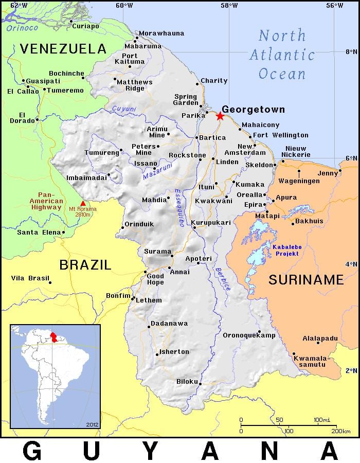 térkép Guyana ország