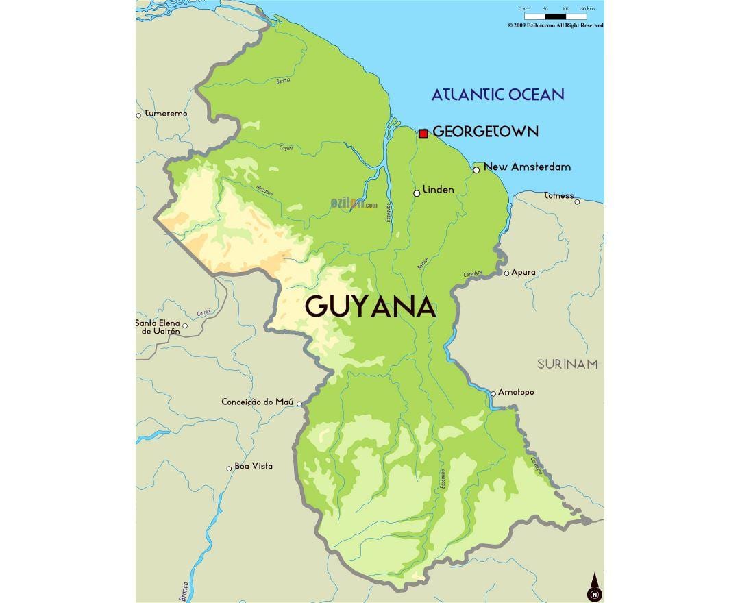 egy térkép Guyana