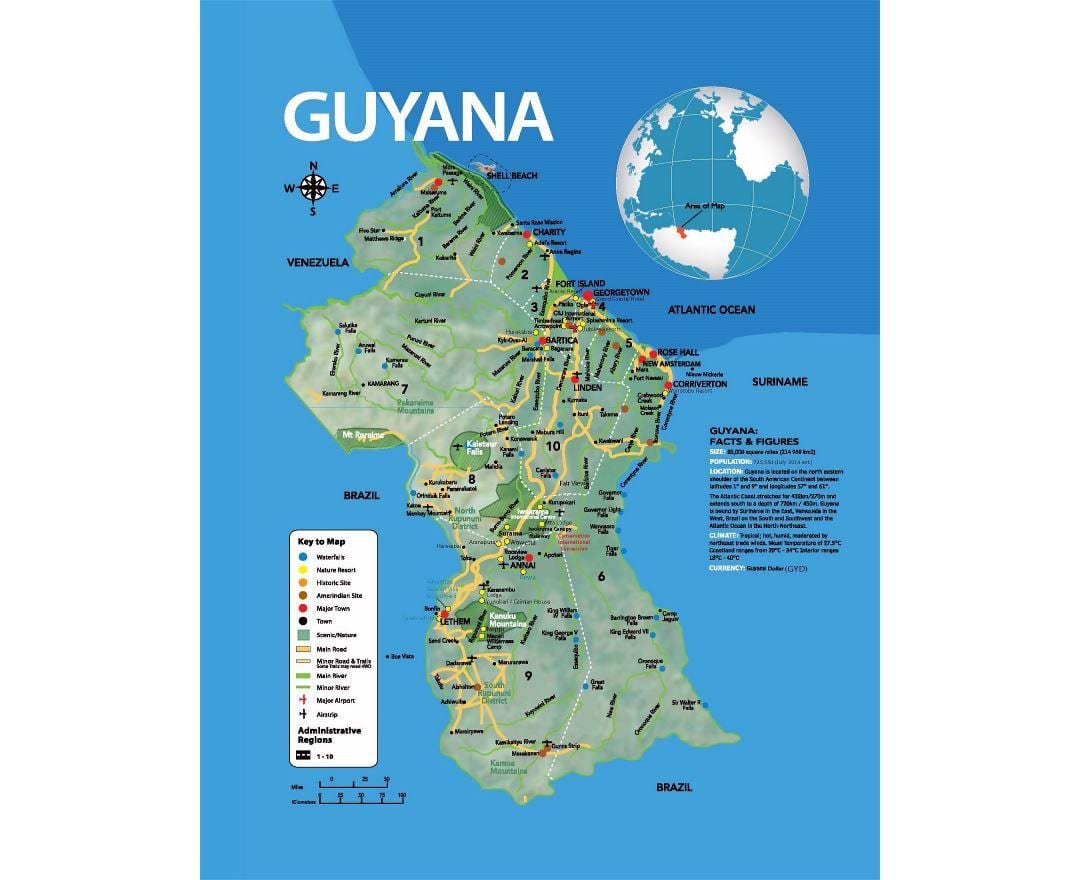 térkép térkép, amely mutatja, hogy a amerindians jött Guyana