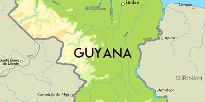Térkép fizikai térkép Guyana