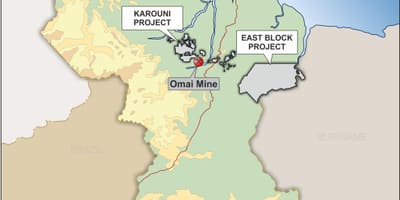 Térkép Guyana mutatja, ásványi források