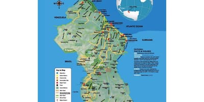Térkép térkép, amely mutatja, hogy a amerindians jött Guyana